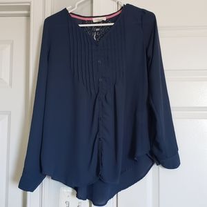 Taylor & Sage navy blouse with lace detail, Small